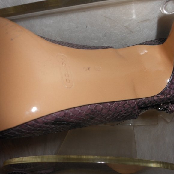 Coach Alena Snakeskin Purple Leather Pointy Slingbacks Heels Womens Size 9 M - Picture 5 of 12
